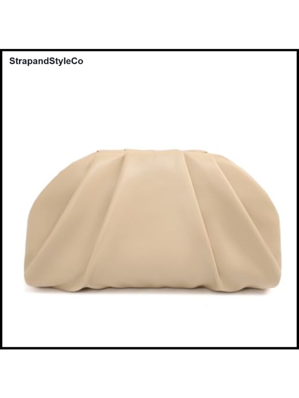 Faux Leather Ruched Evening Clutch Detachable Gold Chain Party Bag